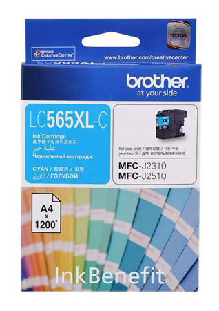 Картридж струйный Brother LC565XLC голубой для Brother MFC-J2510 (1200стр.)