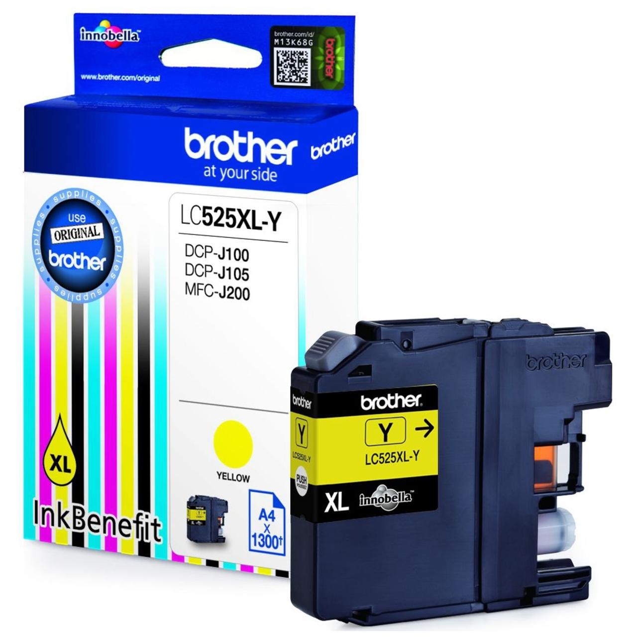 Картридж струйный Brother LC525XLY желтый для Brother DCP-J100/J105/J200 (1300стр.)