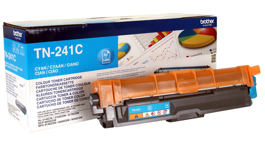 Тонер Картридж Brother TN241C голубой для Brother HL3140/3170 (1400стр.)