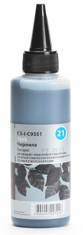 Чернила Cactus CS-I-C9351 черный 100мл для HP DeskJet 3920/3940/D1360/D1460/D1470/D1560/D2330/D2430/D2460
