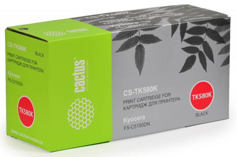 Тонер Картридж Cactus CS-TK580K черный для Kyocera FS-C5150DN/P6021 Ecosys (3500стр.)