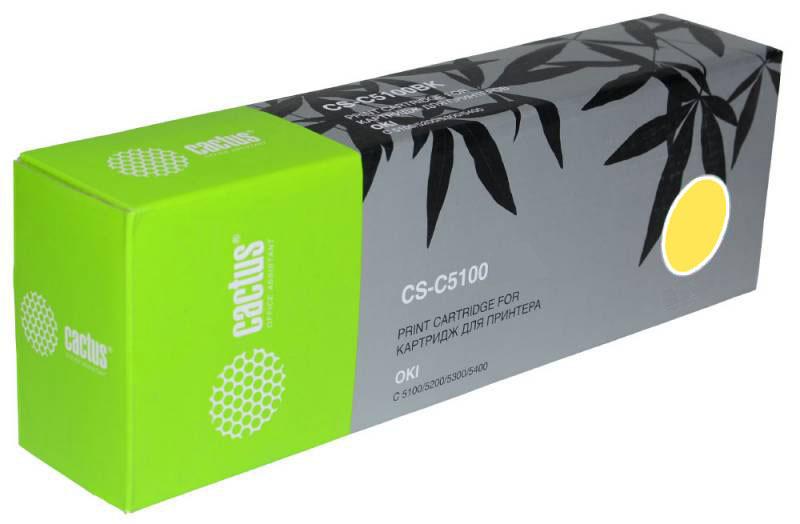 Тонер Картридж Cactus CS-C5100Y 42127405 желтый для Oki C 5100/5200/5300/5400 (5000стр.)
