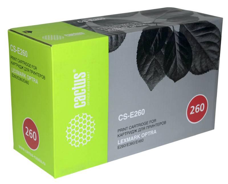 Тонер Картридж Cactus CS-E260 E260A21E черный для Lexmark Optra E260/E360/E460 (3500стр.)