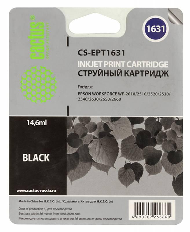 Картридж струйный Cactus CS-EPT1631 черный для Epson WF-2010/2510/2520/2530/2540/2630/2650/2660 (14.6мл)