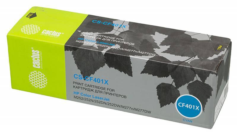 Тонер Картридж Cactus CS-CF401X голубой для HP
