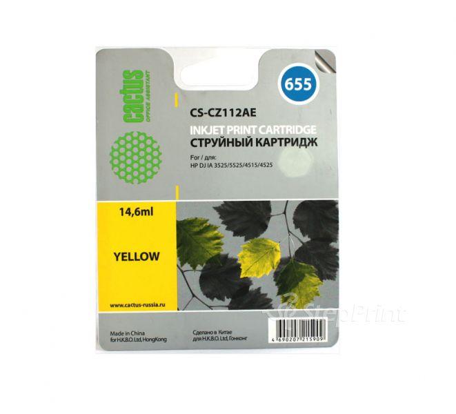 Картридж Cactus CS-CZ112AE №655 желтый для HP