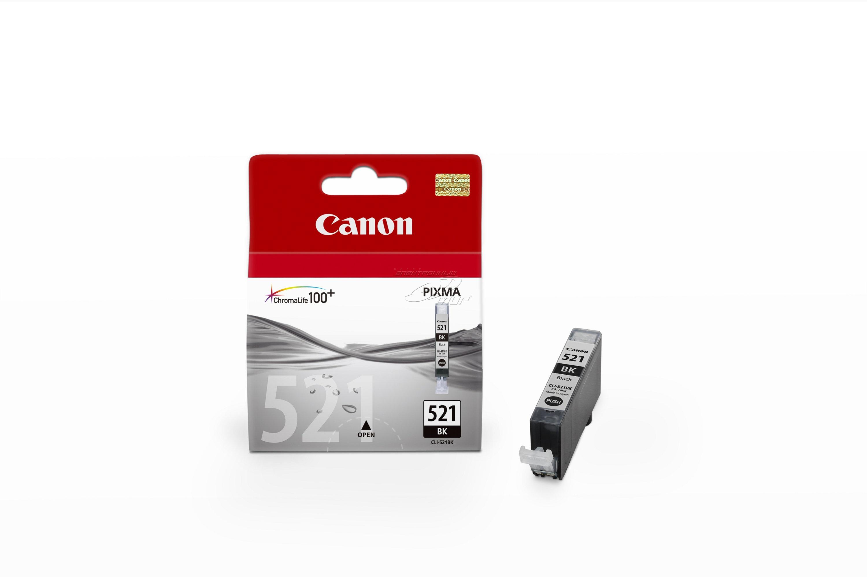 Картридж струйный Canon CLI-521BK 2933B004 черный для Canon iP3600/4600/MP540/620/630/980