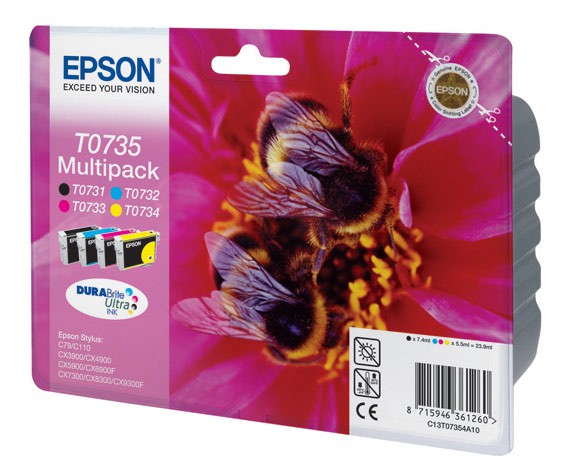 Картридж струйный Epson T0735 черный/голубой/пурпурный/желтый набор карт. для Epson C79/C110/CX3900/4900/5900