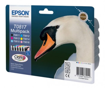 Картридж струйный Epson T0817 голубой/желтый/пурпурный/черный/светло-голубой/светло-пурпурный набор карт. для Epson R270/R290/R390/RX590/RX610/RX690/1410