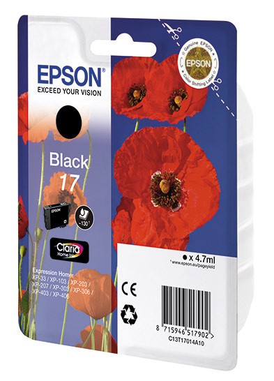 Картридж струйный Epson C13T17014A10 черный для Epson XP33/203/303
