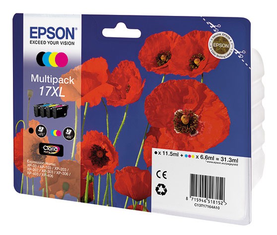 Картридж струйный Epson C13T17164A10 черный/голубой/пурпурный/желтый набор карт. для Epson XP33/203/303