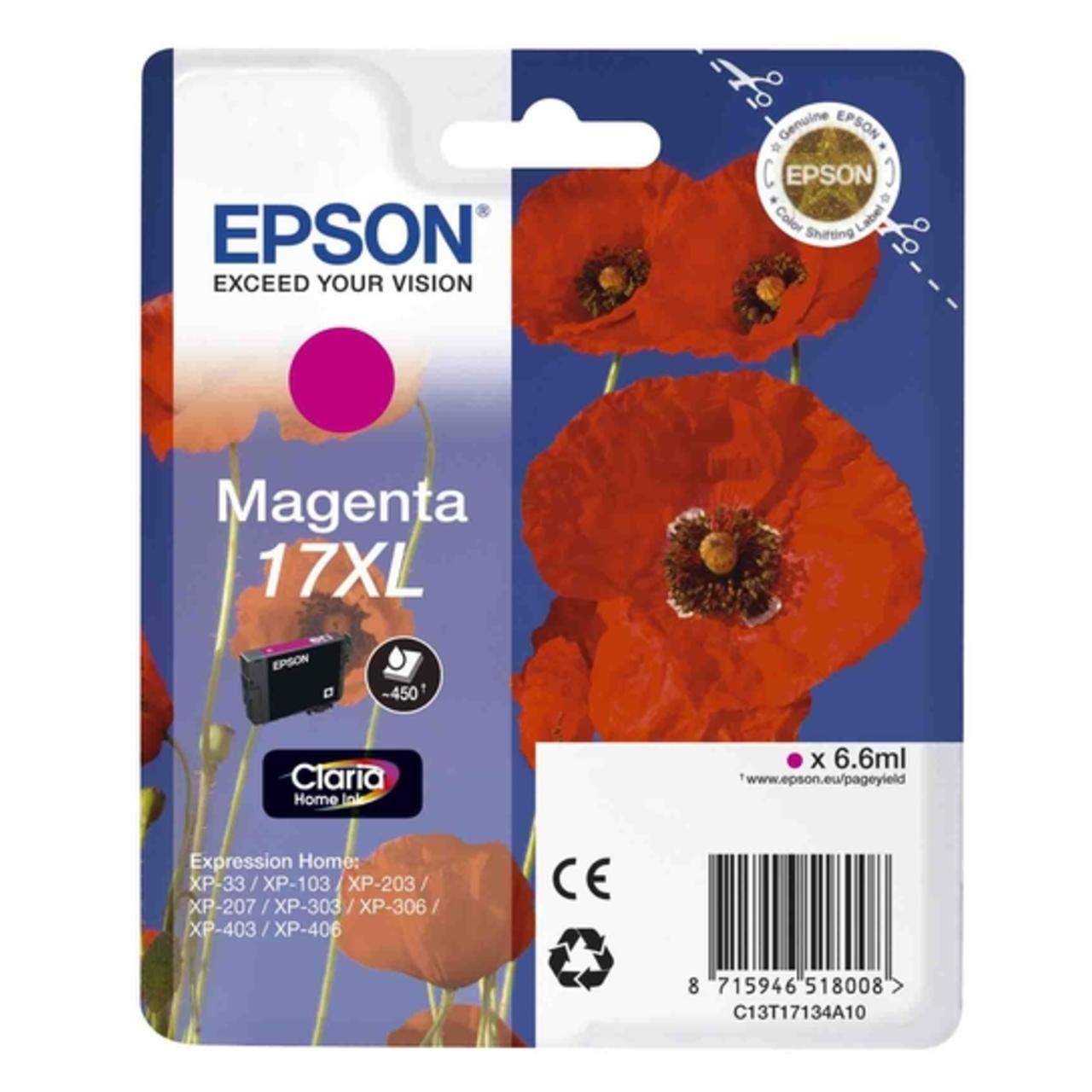 Картридж струйный Epson C13T17134A10 пурпурный для Epson XP33/203/303 (450стр.)