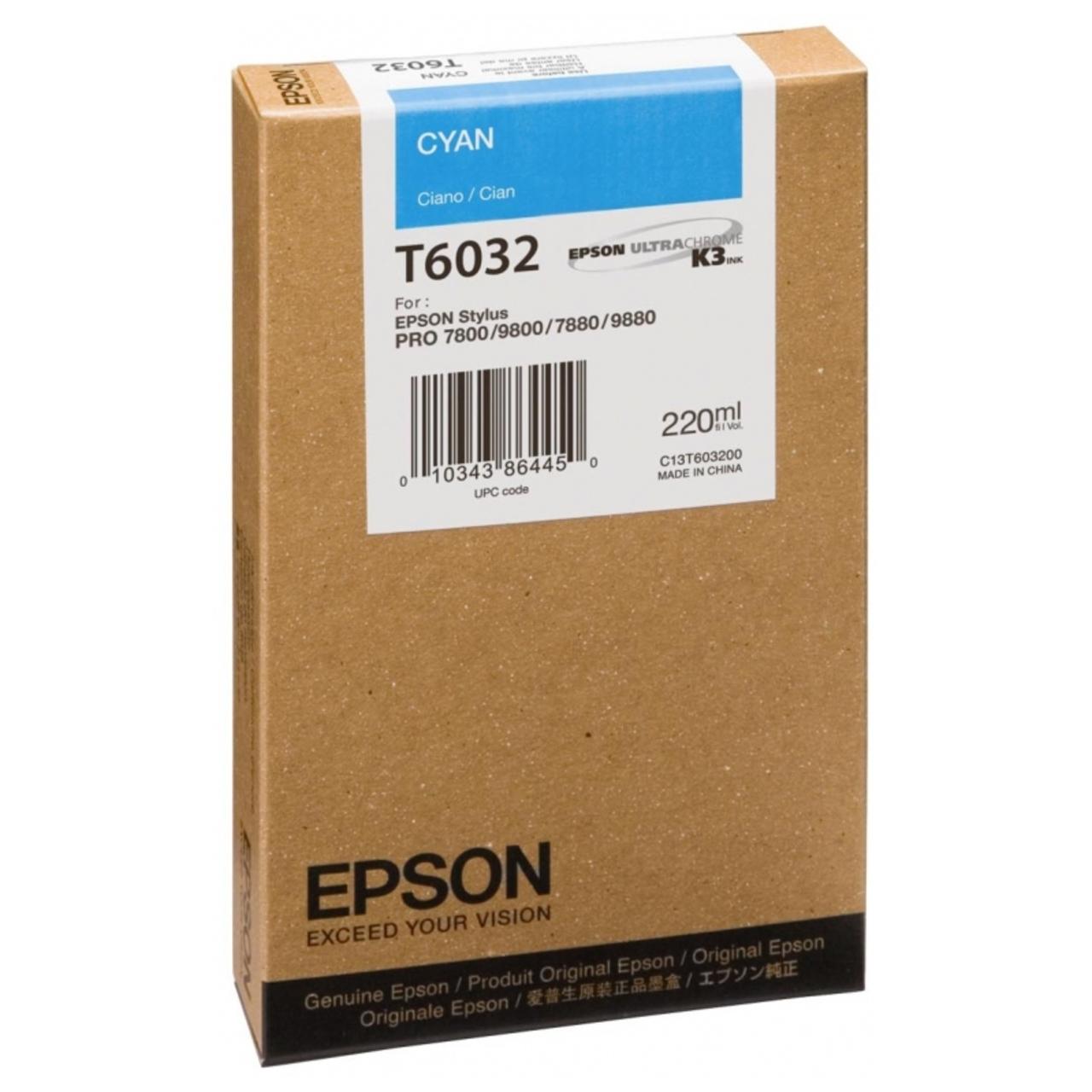 Картридж струйный Epson C13T603200 голубой для Epson Sty Pro 7880/9880 (220мл)