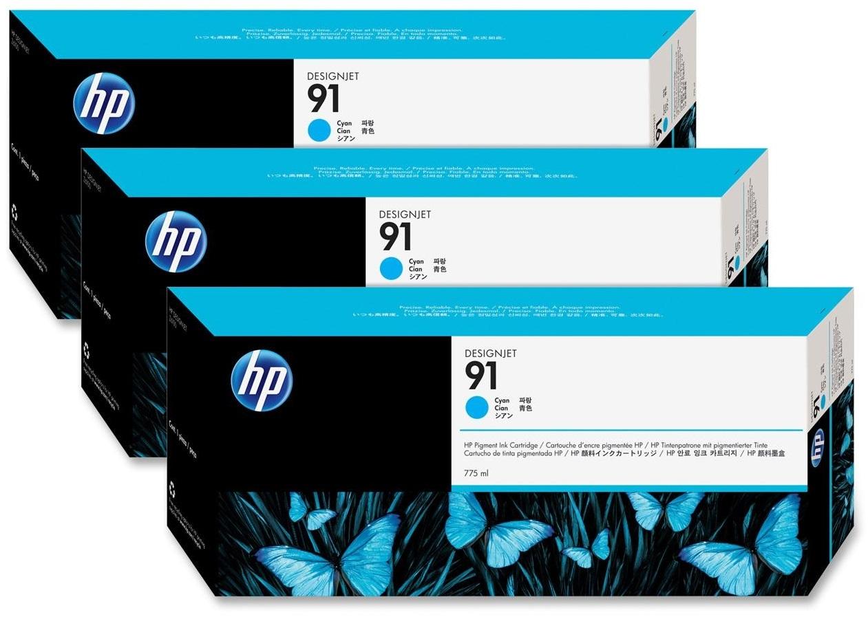 Картридж струйный HP №91 C9483A голубой x3уп. для HP DeskJet Z6100