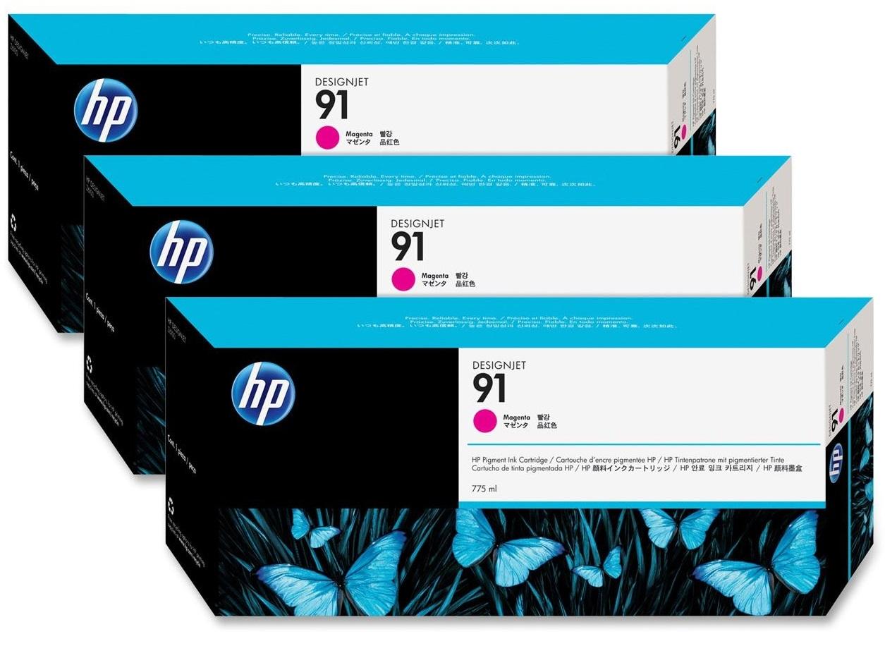 Картридж струйный HP №91 C9484A пурпурный x3уп. для HP DeskJet Z6100