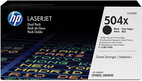 Тонер Картридж HP 504X CE250X черный для HP CM3530/CP3525 (10500стр.)