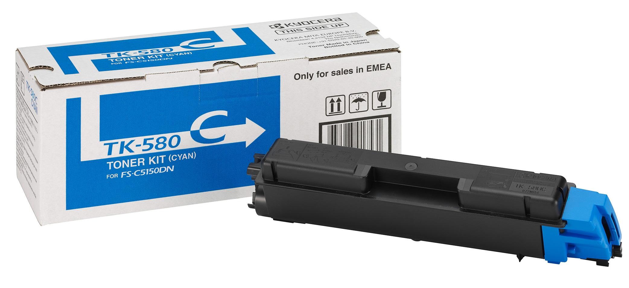 Тонер Картридж Kyocera 1T02KTCNL0 TK-580C голубой для Kyocera FS-C5150DN (2800стр.)